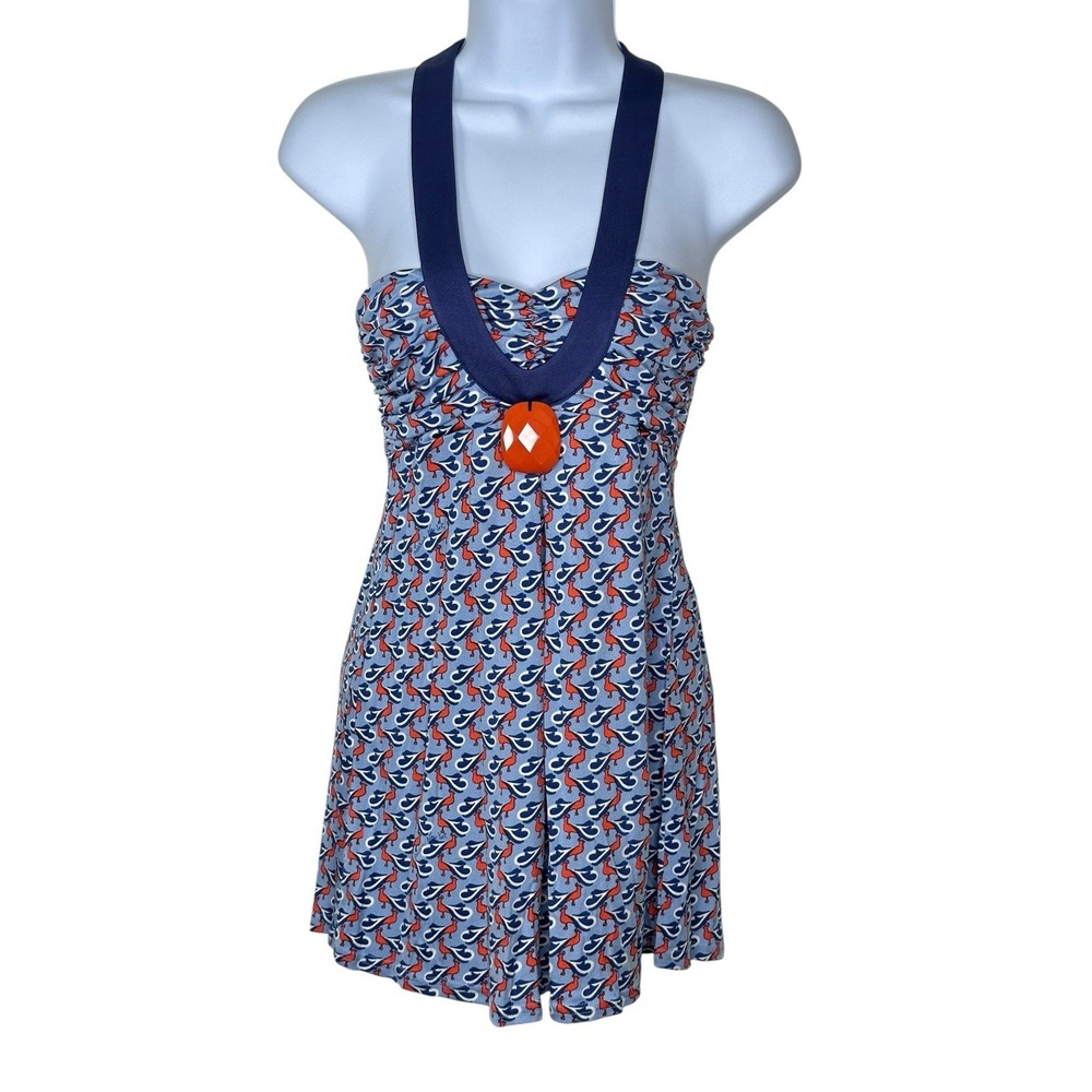 Prairie New York Silk  Peacock Showgirl Y2K  SMALL S Sleeveless Top Blue Orange